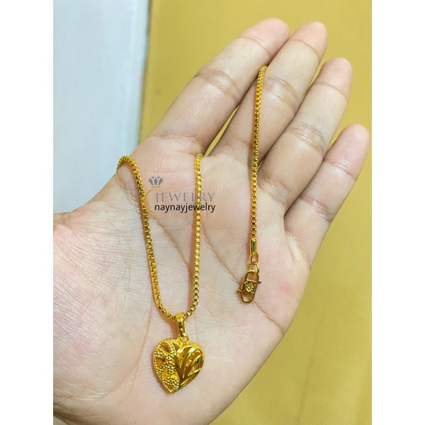 Kalung Koin Italy love ukir uk 45 cm / warna emas 24k