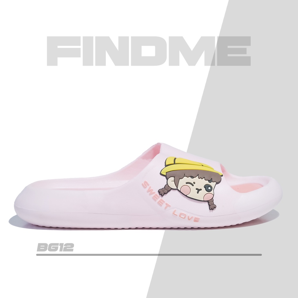 SANDAL WANITA PRIA HIASAN GAMBAR BOY GIRL KEKINIAN COMFY BAHAN RUBBER IMPORT BG12