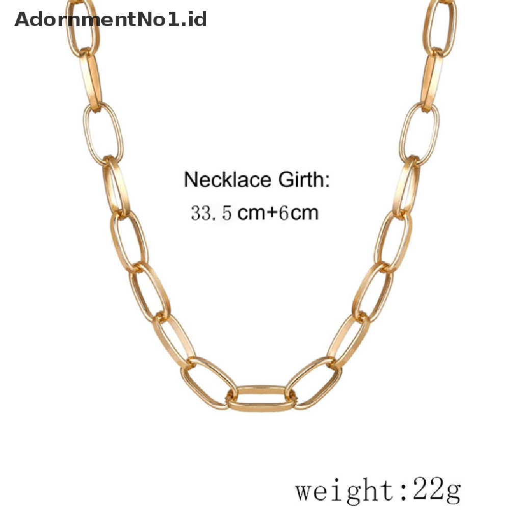 [AdornmentNo1] 2022fashion Kalung Retro Besar Untuk Wanita Memutar Warna Emas Chunky Tebal Lock Choker Rantai Kalung Perhiasan Pesta [ID]