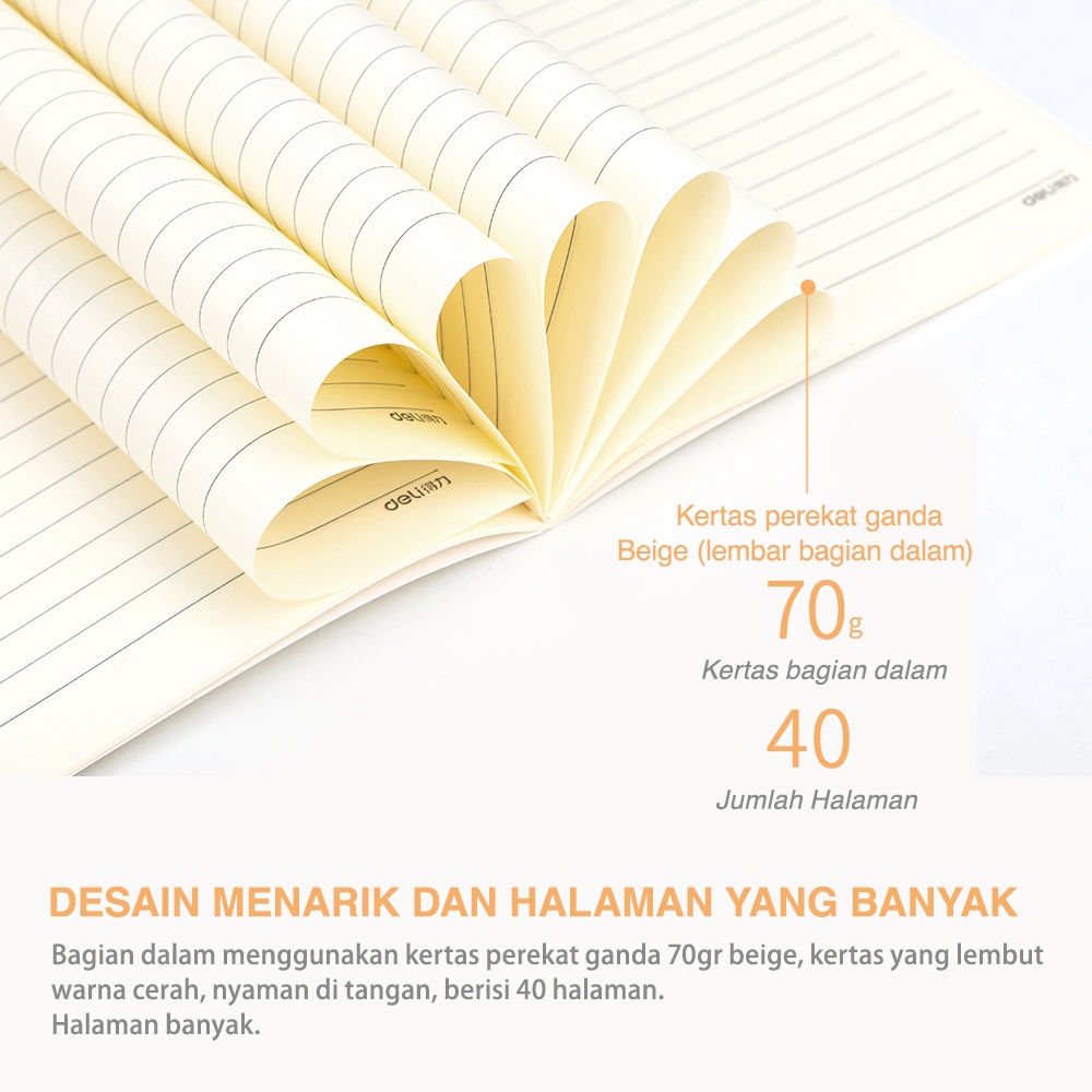 buku tulis jahit notebook deli - 3 pcs