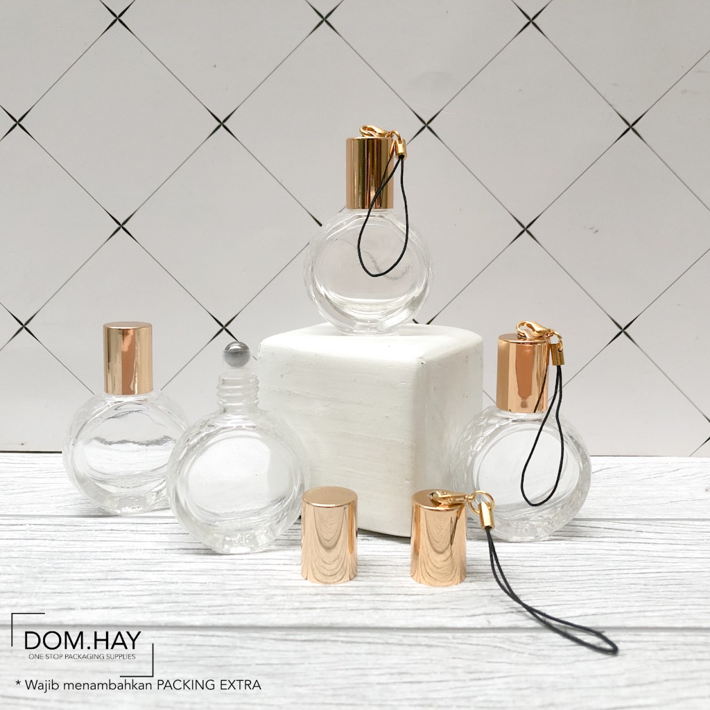 10ml Bulat Clear Botol Roll On Kaca Metal Roller Bottle Essential Oil Aromatherapy Parfum Roll Unik 