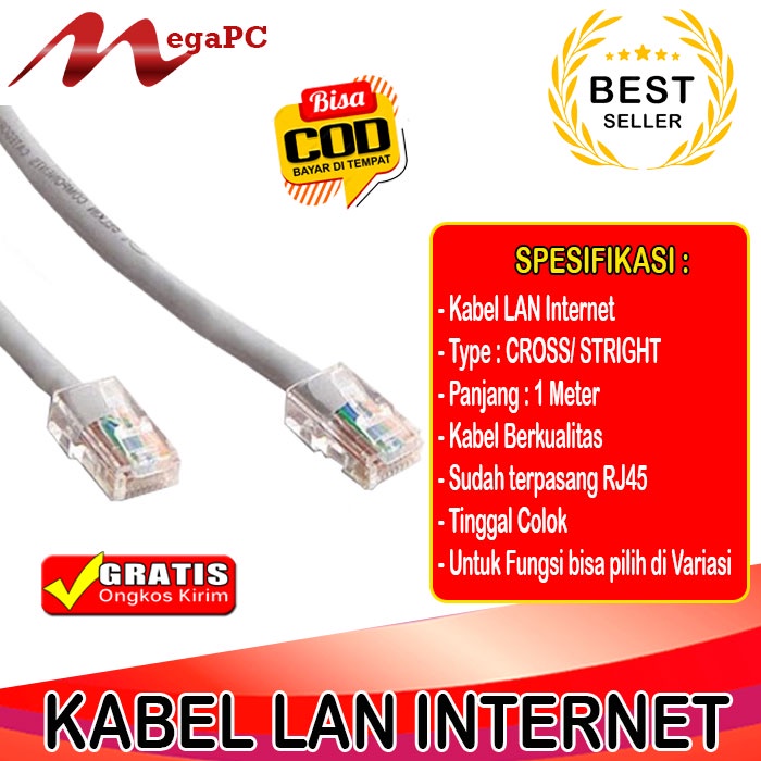 Kabel LAN Internet Cross / Straight 1 sampai 10 meter