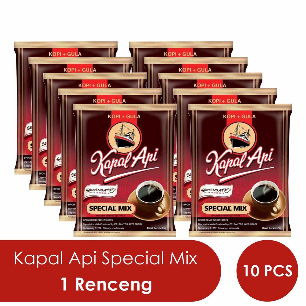 [DEASTORE] KOPI KAPAL API MIX KOPI + GULA SACHET RENCENGAN 25 GR x 10 PCS