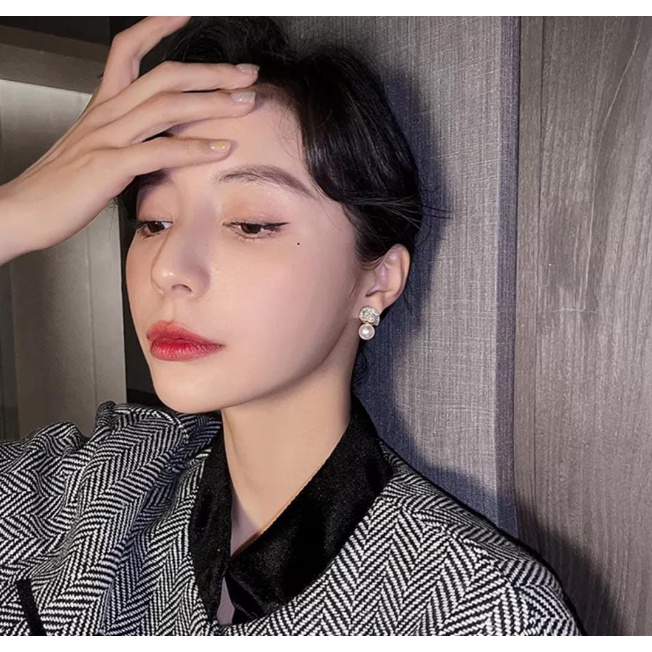 Anting zirkon bertahta mikro wanita