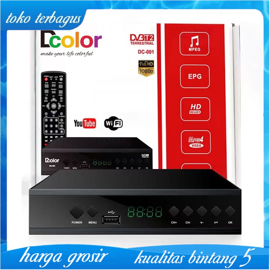 SET TOP BOX TV digital STB DCOLOR DVB T2 Receiver WIFI YOUTUBE FULL HD