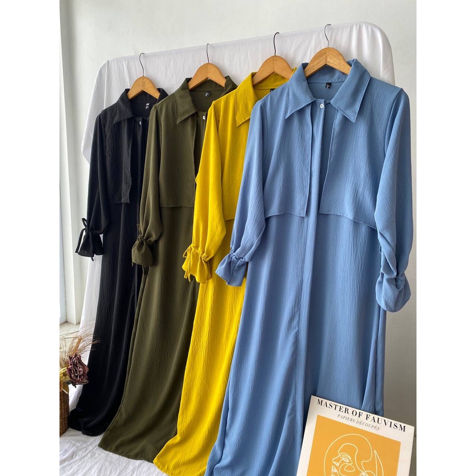 DRESS WANITA MOANA DRESS GAMIS MURAH ELEGAN CRINKLE AIRFLOW PREMIUM