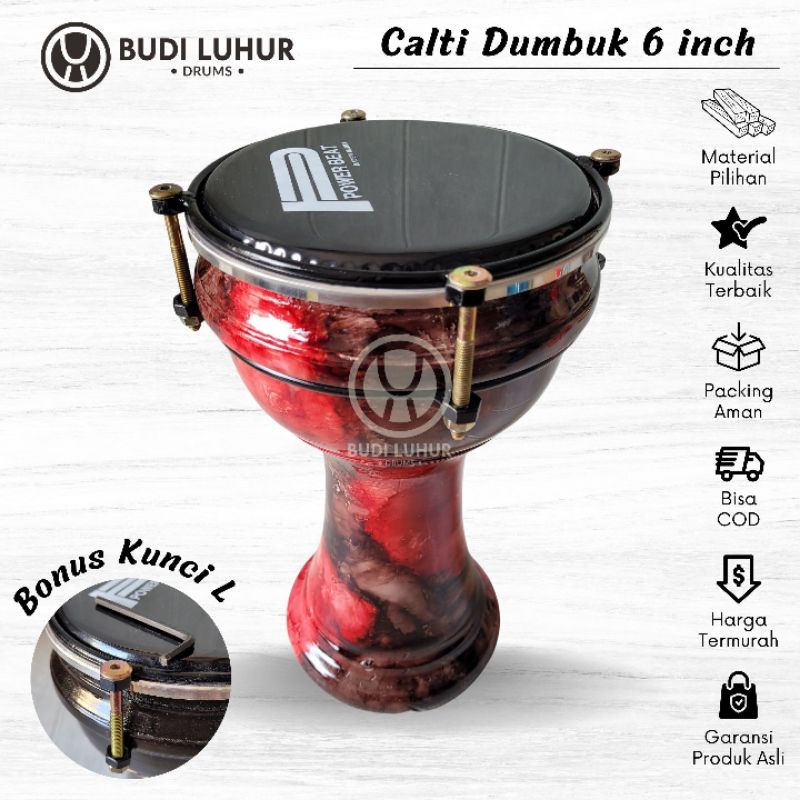 Calti Darbuka Dumbuk Mainan Anak Warna Marmer Merah Ukuran Anak 6 inch Kualitas Terbaik Packing Aman Best Seller