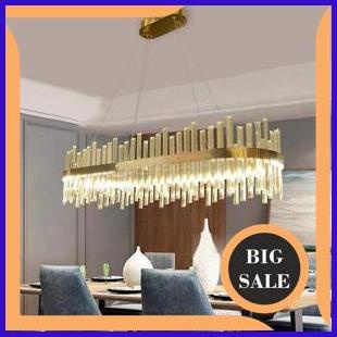 parts Lampu hias gantung MODERN ISLAND GOLD CRYSTAL LED OVAL RING DIKELILINGI KRISTAL ASLI NATURAL O