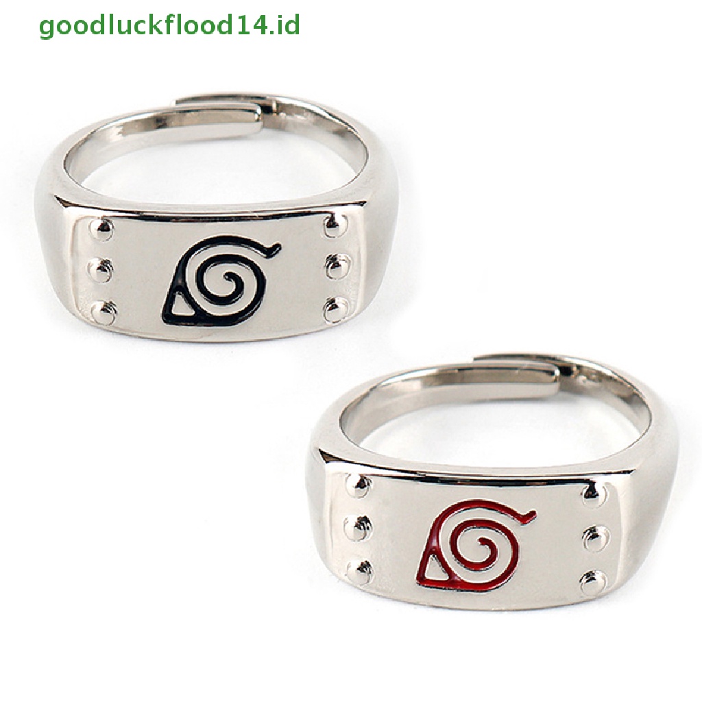 [GOOGFOUR] Daun Cincin Konoha Uzumaki Simbal Logo Tanda Sasuke Itachi Ninja Fashion Logam Anime Perhiasan Cosplay Naruto Cincin Terbuka Adjustable Ring [TOP]