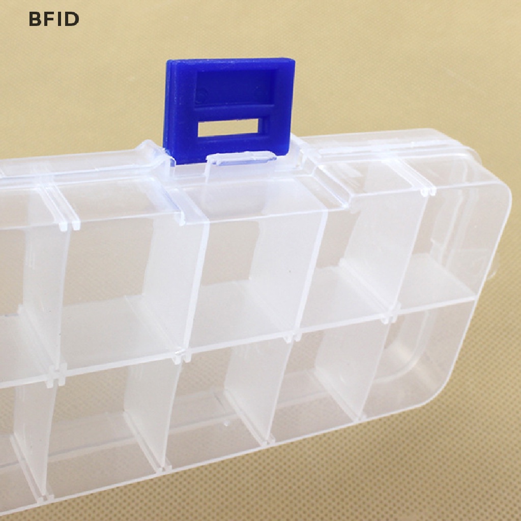 [BFID] 10kisi Kotak Penyimpanan Plastik Transparan Dapat Disesuaikan Untuk Kotak Alat Perhiasan Komponen Kecil Manik Pil Organizer Nail Art Tip Case [ID]