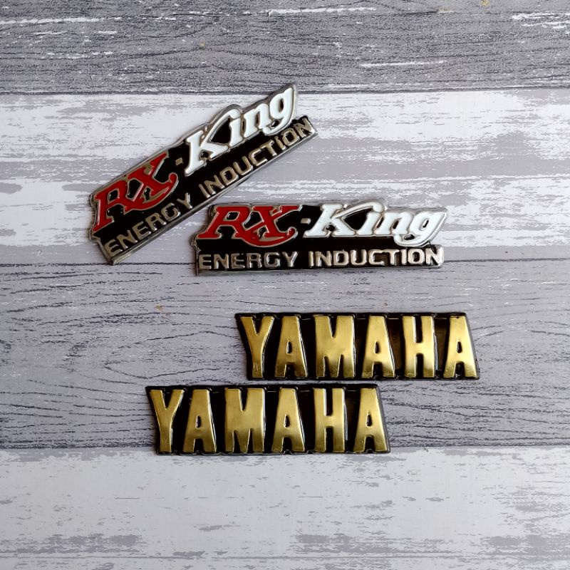 emblem logo tangki set bok tutup tepong kempol aki Yamaha RX king stenlis plat besi