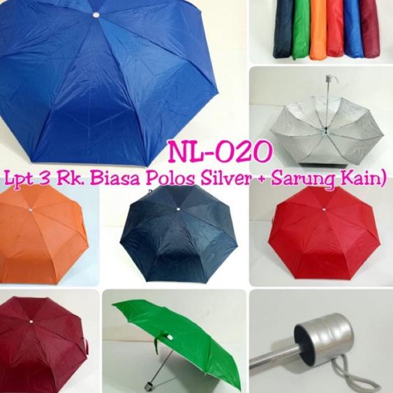 Depan (GROSIR)Payung Lipat 3 Nagoya Polos Murah/Payung Promosi Termurah/Sovenir Payung/Payung Sablon