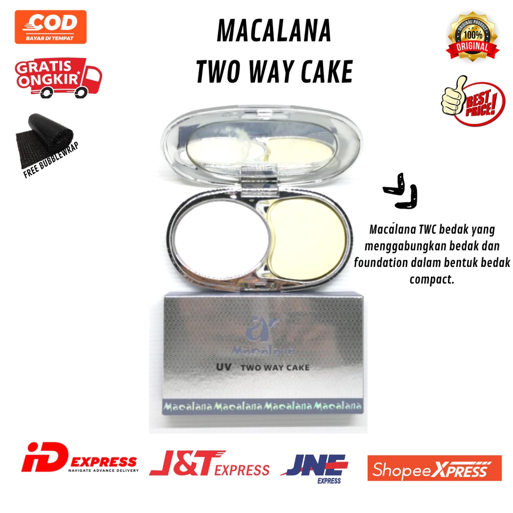 Macalana Bedak Padat Two Way Cake 10 GR Menyamarkan Pori - Pori & Garis Halus Melindungi Kulit Dari 
