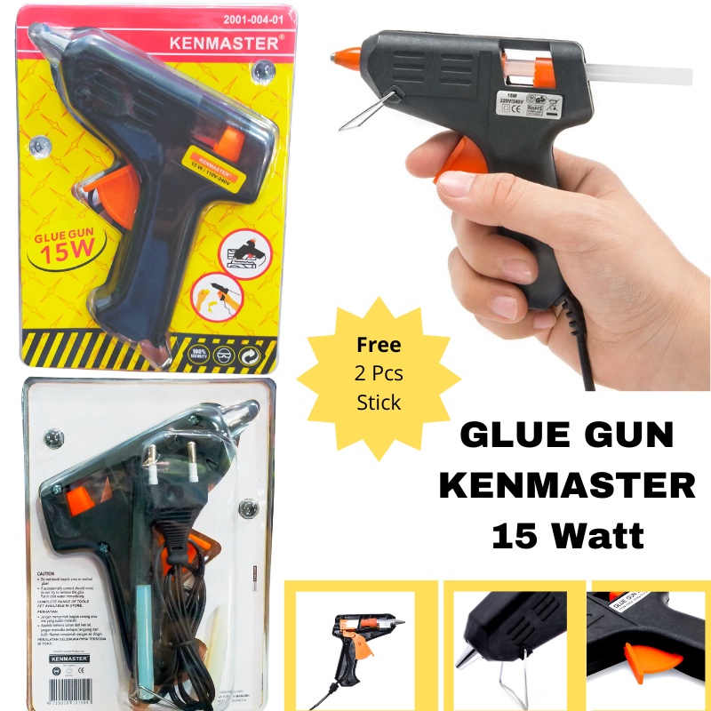 Lem Tembak Hot Melt Glue Gun Kenmaster 15 Watt Bonus 2 Batang Glue Stick