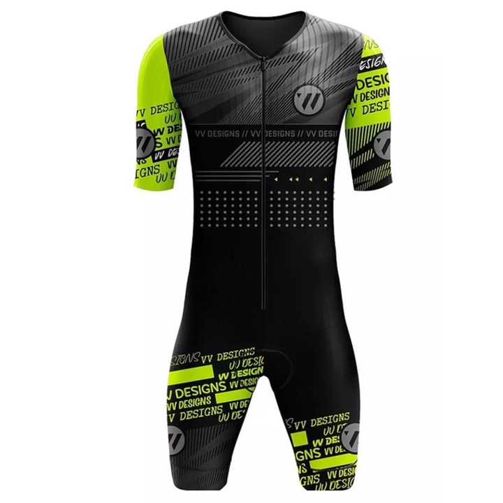 VV TRISUIT TRIATHLON JUMPSUIT RENANG SEPEDA LARI - BLACK LIME