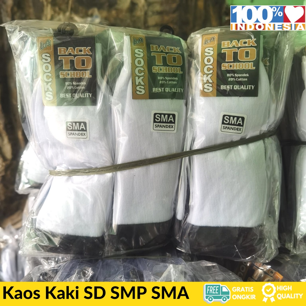 (GROSIR) 12 Pasang Kaos Kaki Anak Sekolah SD SMP SMA PUTIH TELAPAK HITAM Murah -Kaos kaki anak seragam Sekolah SD SMP SMK- kaos kaki anak SD SMP SMA Back To school