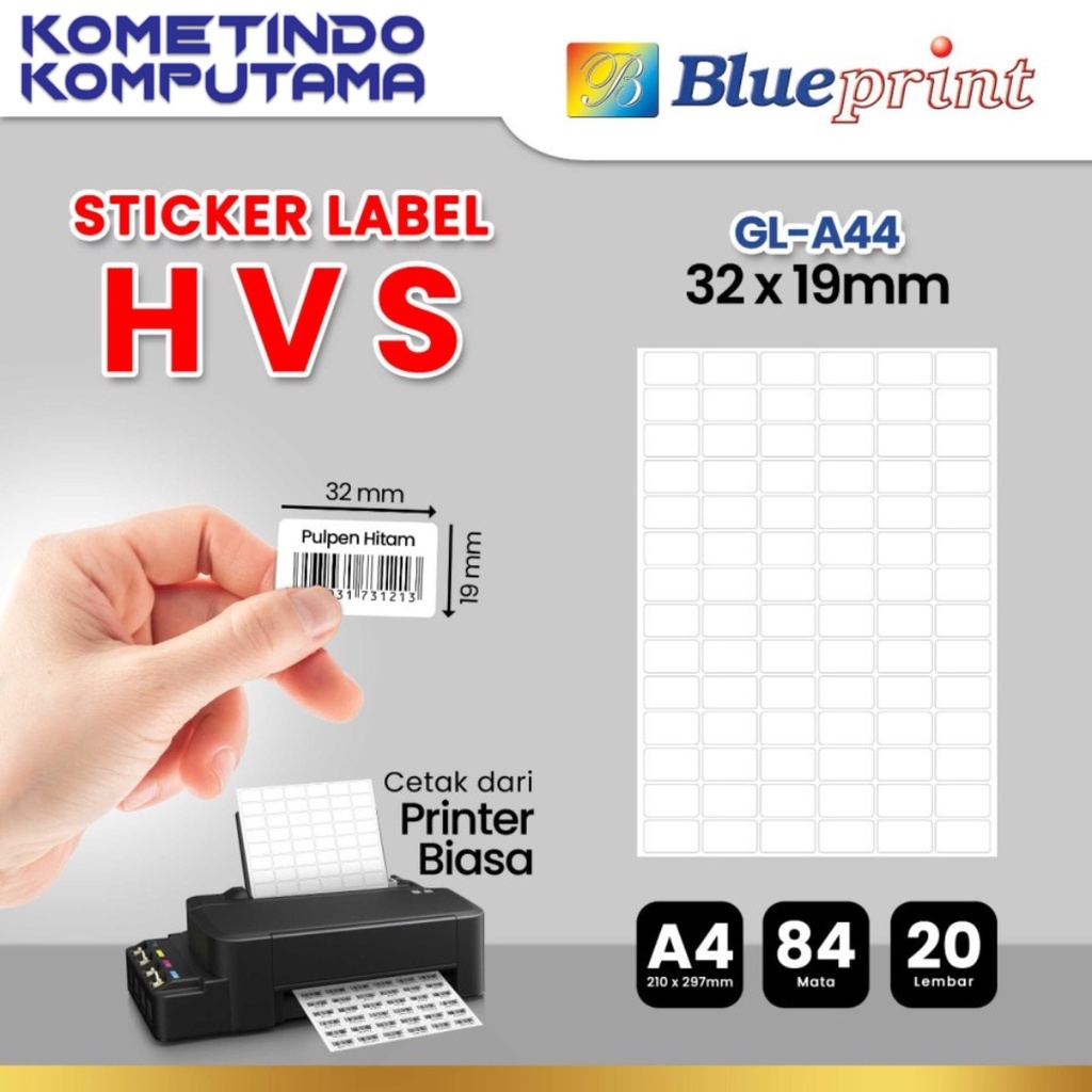 

GLA44 STICKER LABEL HVS A4 STIKER 32x19 mm 85 Mata 20 LEMBAR BLUEPRINT
