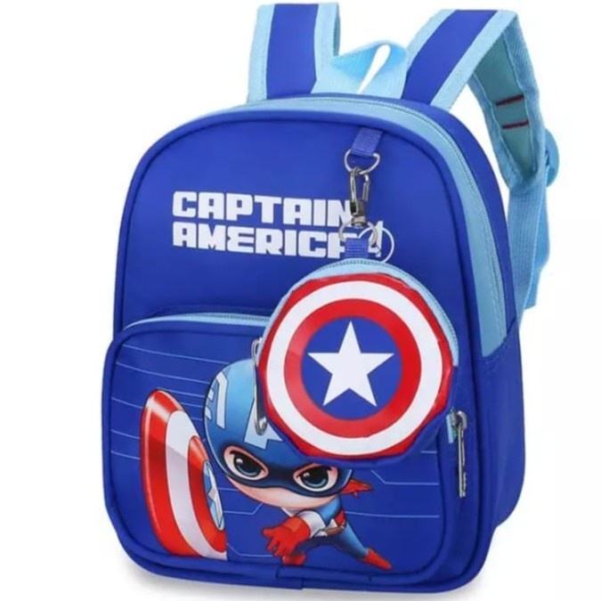 TAS SEKOLAH ANAK-ANAK CAPTAIN AMERICA        3D KARTUN TK&amp;SD ANAK LAKI-LAKI/TAS SEKOLAH MINI