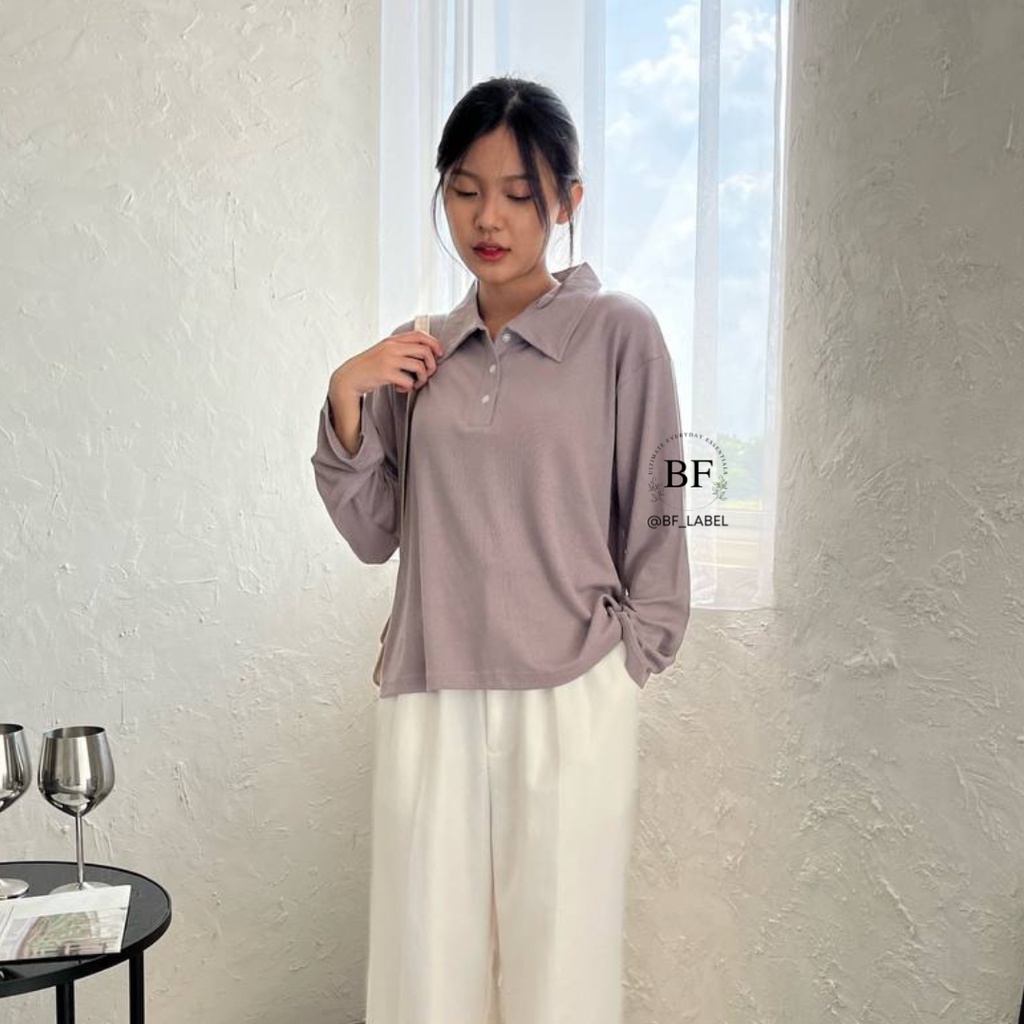 Florance Top 315 | Kaos Polo Knit | Long Sleeve Shirt | Kaos Polos Wanita by@bf_label