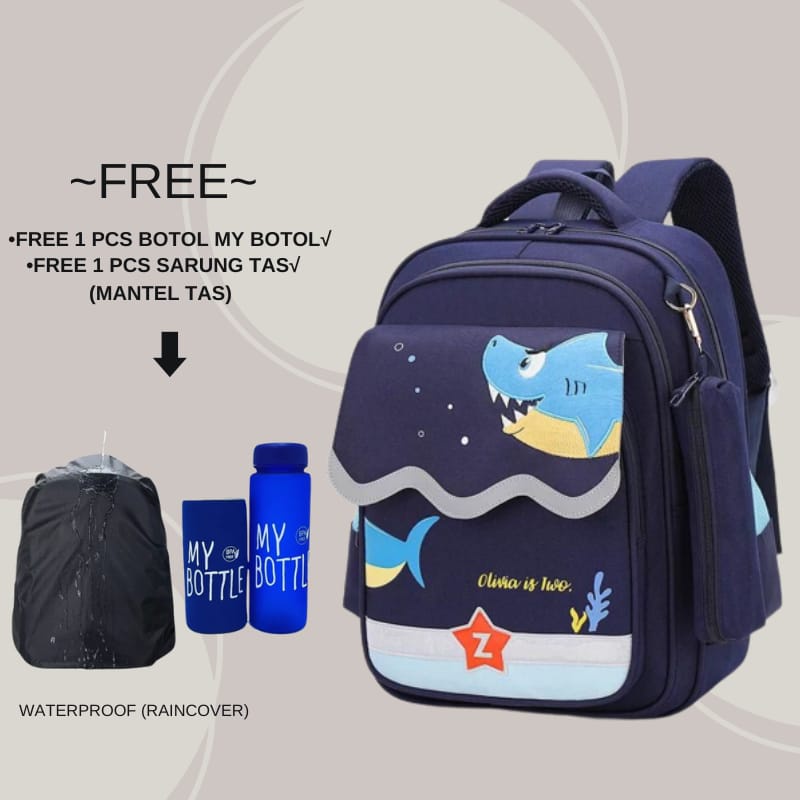 Gudang Tas &gt; Ransel Anak Terbaru Fashion Remaja Tas Sekolah Motif Kartun HIU / Tas Sekolah Anak Laki laki SD SMP / Tas Sekolah Anak / Tas Anak Anak / Tas Anak Karakter