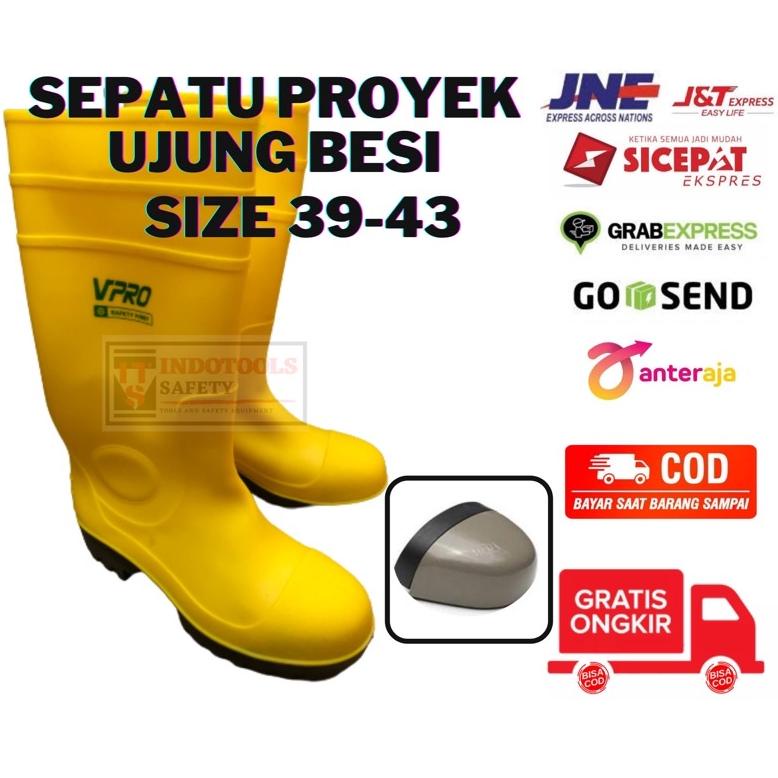 [ART. 55678] BISA COD SEPATU SAFETY BOOTS KARET UJUNG BESI VPRO HARGA RESELLER SIZE 39, 40, 41, 42, 