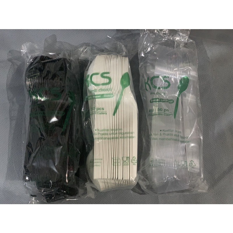 Sendok Bulat Plastik KCS ISI 50 / Sendok Bubur Plastik KCS / Sendok Dawet Plastik KCS Bening Putih S