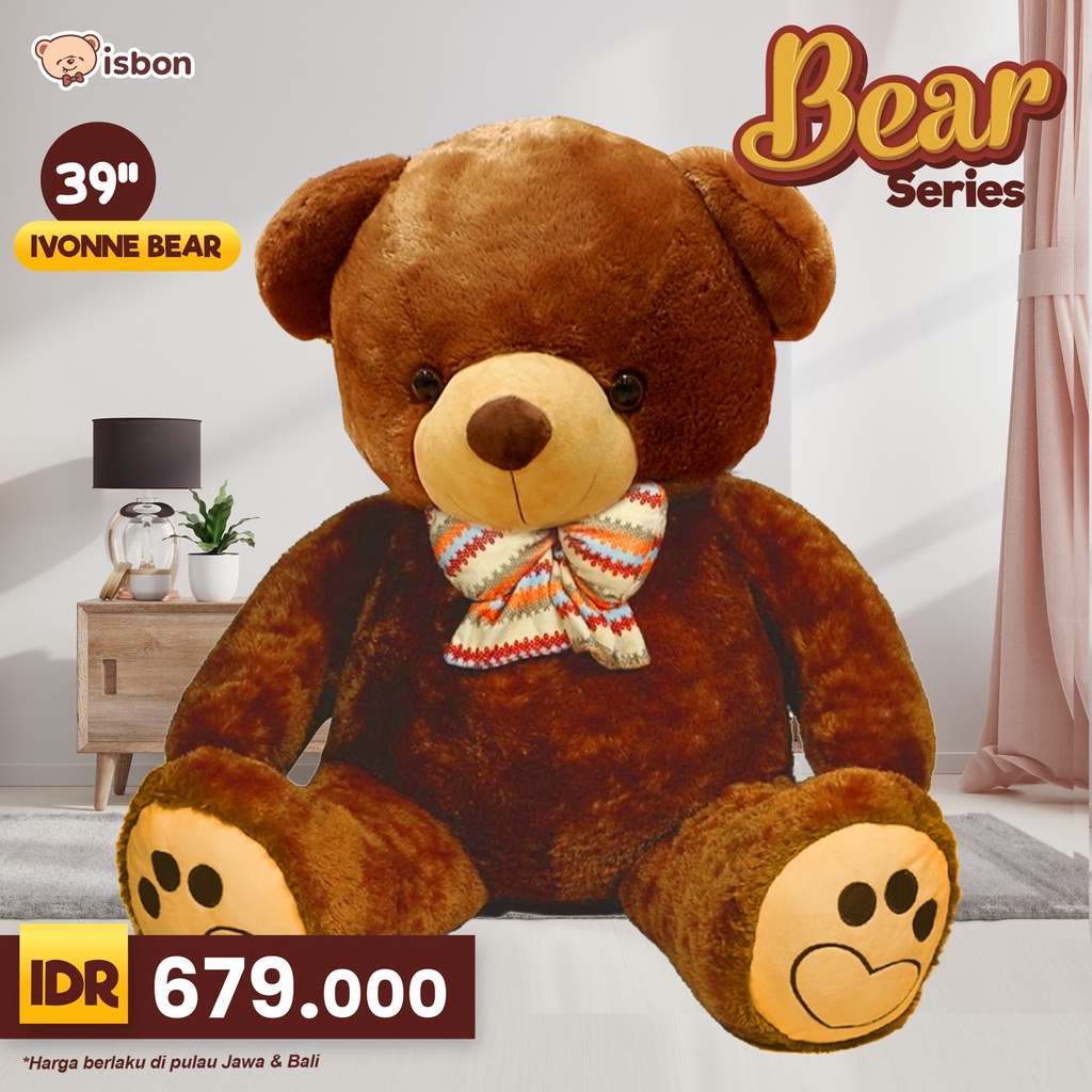 ORI ISTANA BONEKA ISBON BONEKA TEDDY BEAR / BERUANG / PANDA GIANT BESAR GEDE 1 METER BEAR IVVONE BES