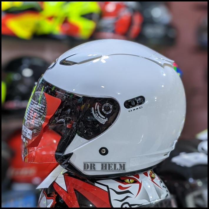 Helm Kyt Dj Maru Maxi Solid White Double Visor Half Face