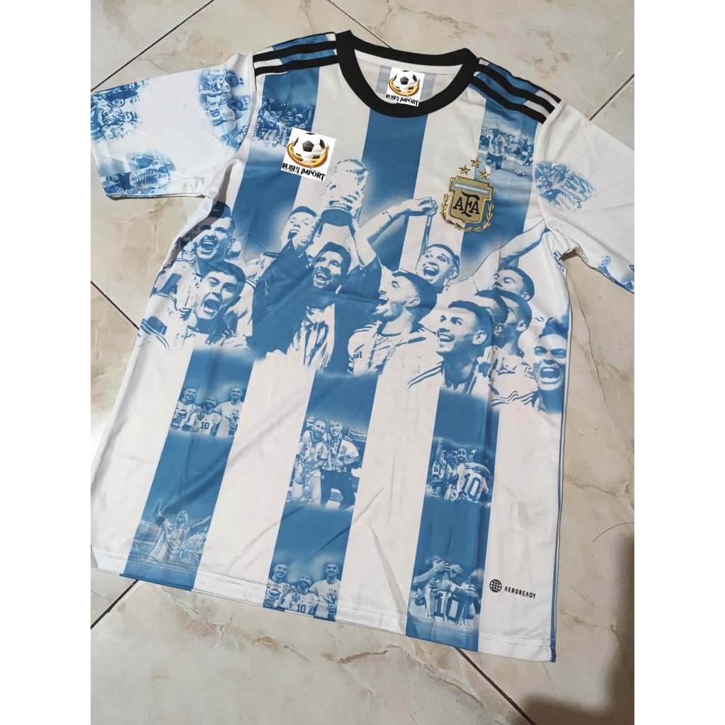 Jersey Baju Bola Argentina Special Juara Dunia 2022 Grade Ori