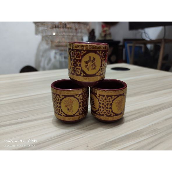Cawan Keramik Coklat Kuno Jadul Antik
