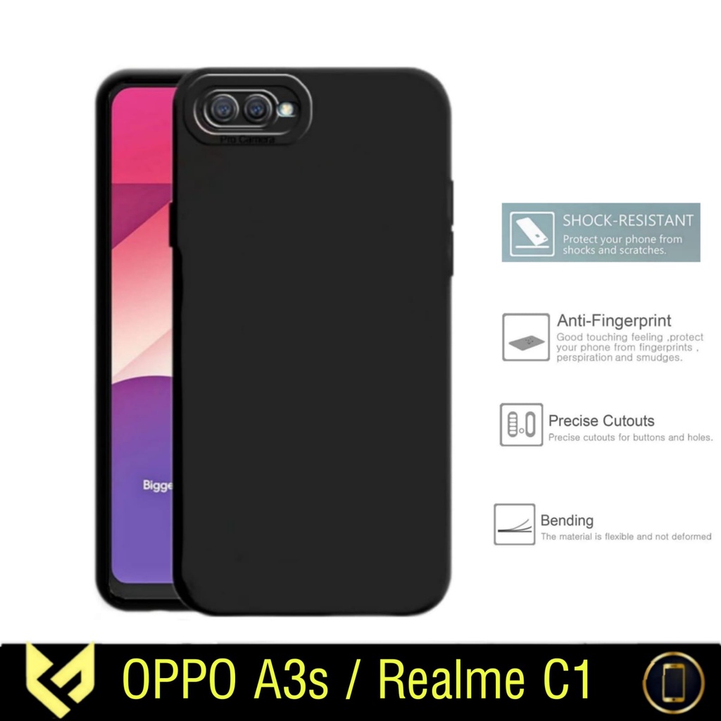 Promo Case OPPO A3s / REALME C1 Case Black Casing Premium Slim Exellent Cover | Soft Matte | Soft Case Macaron