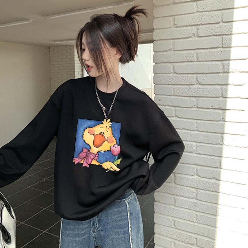 Sweater Oversize Cute Duck Sweater Oversize Korean Style/kaos polos lengan panjang/kaos lengan panjang wanita