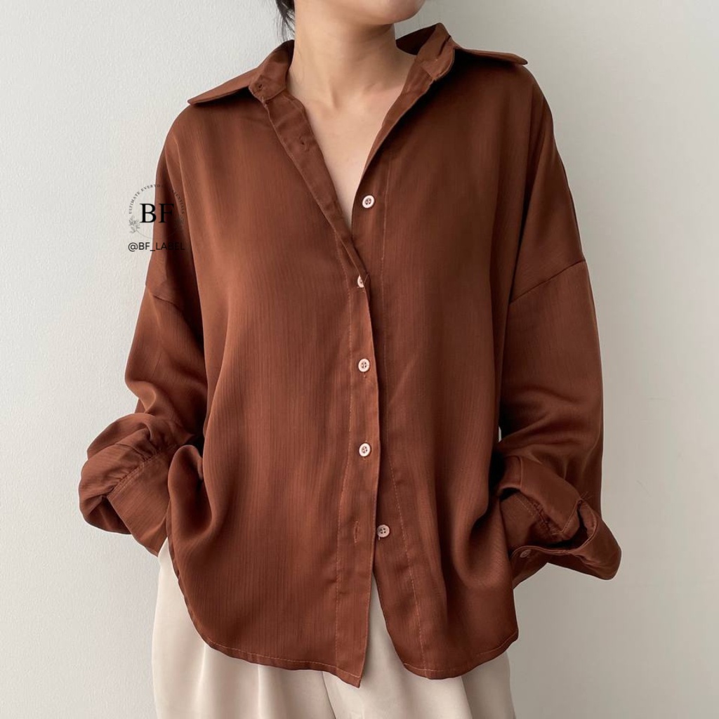 SHINE TOP 2110 | Kemeja Premium Wanita | Kemeja Korean Style | Kemeja Crinkle Silk by@bf_label