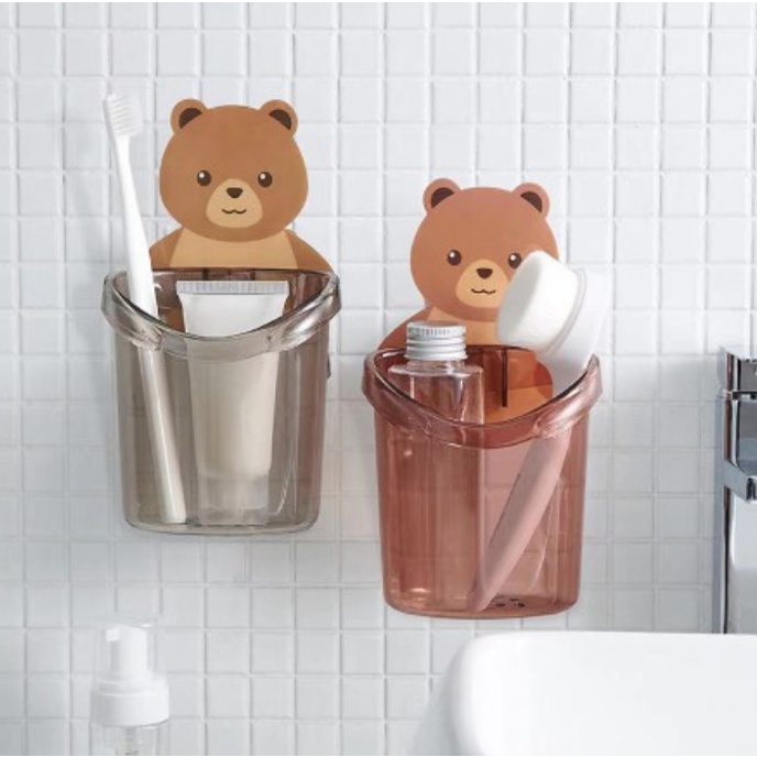 A179 TEMPAT SIKAT GIGI odol penyimpanan dispenser kamar mandi perlengkapan rumah toilet bathroom tooth paste make up brush bulu gantungan dinding beruang holder sabun wadah rak gantung