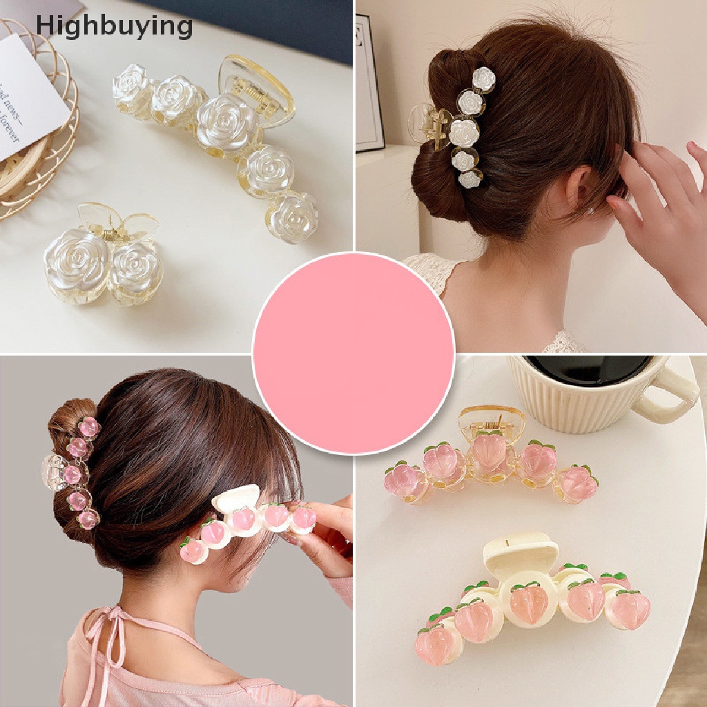 Hbid Sweet Peach Hair Claw Acrylic Jepit Rambut Bando Jepit Rambut Hair Crab Ponytail Clip Glory