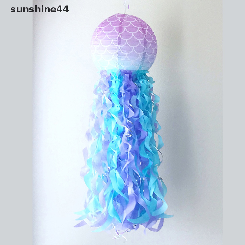 Sunshine Mermaid Dekorasi Pesta DIY Hanging Jellyfish Lantern Little Mermaid Sea Party.