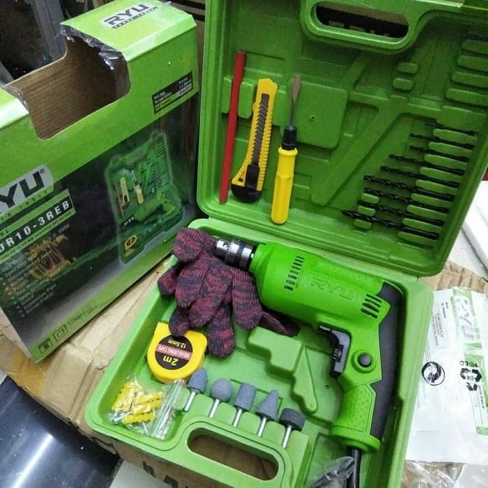 Mesin Bor 10mm Set 22pcs RYU RDR10 - 3REB Bor Kayu Bor Besi Mata Bor