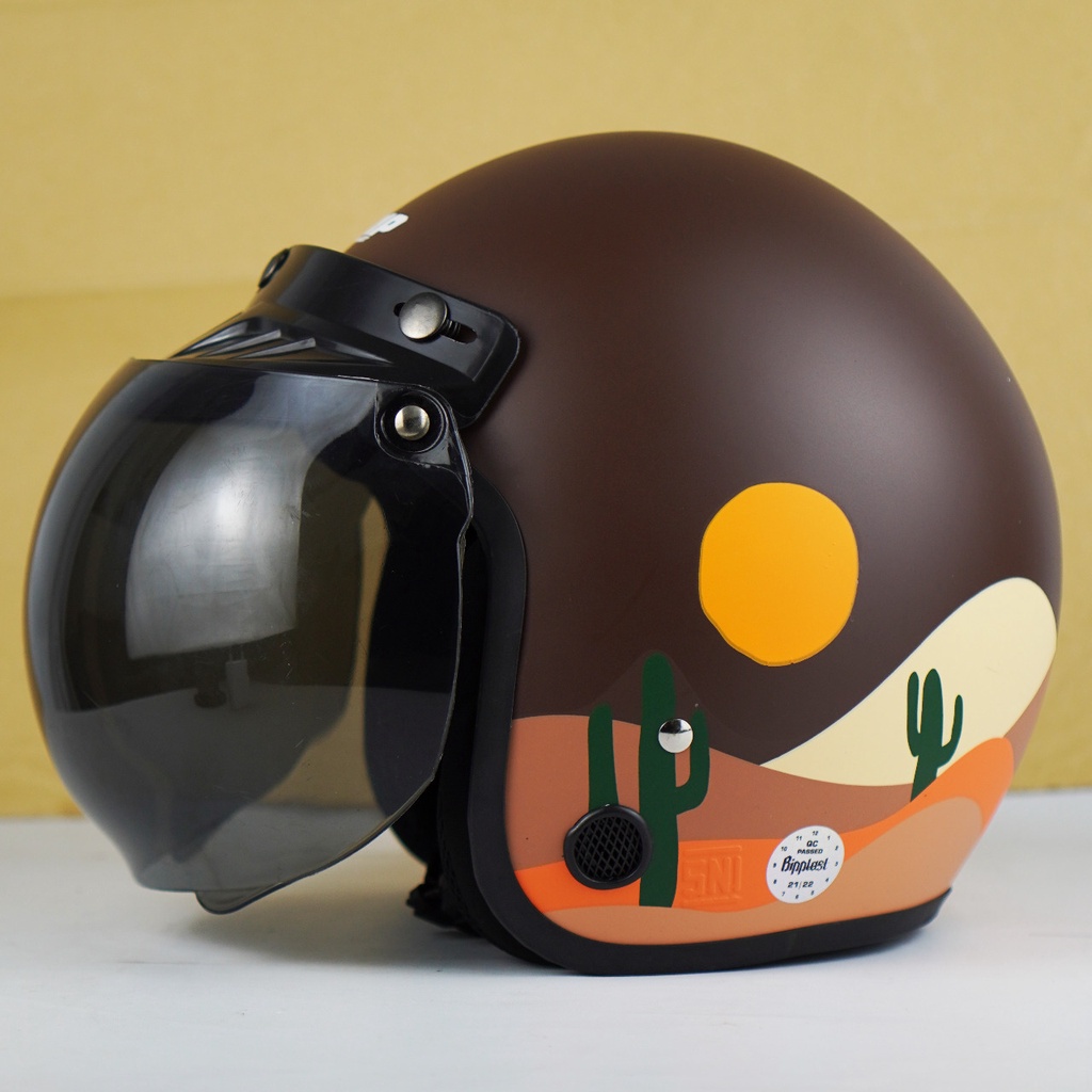 Helm Retro Bogo Dewasa Pria Wanita Motif Desert SNI kekinian