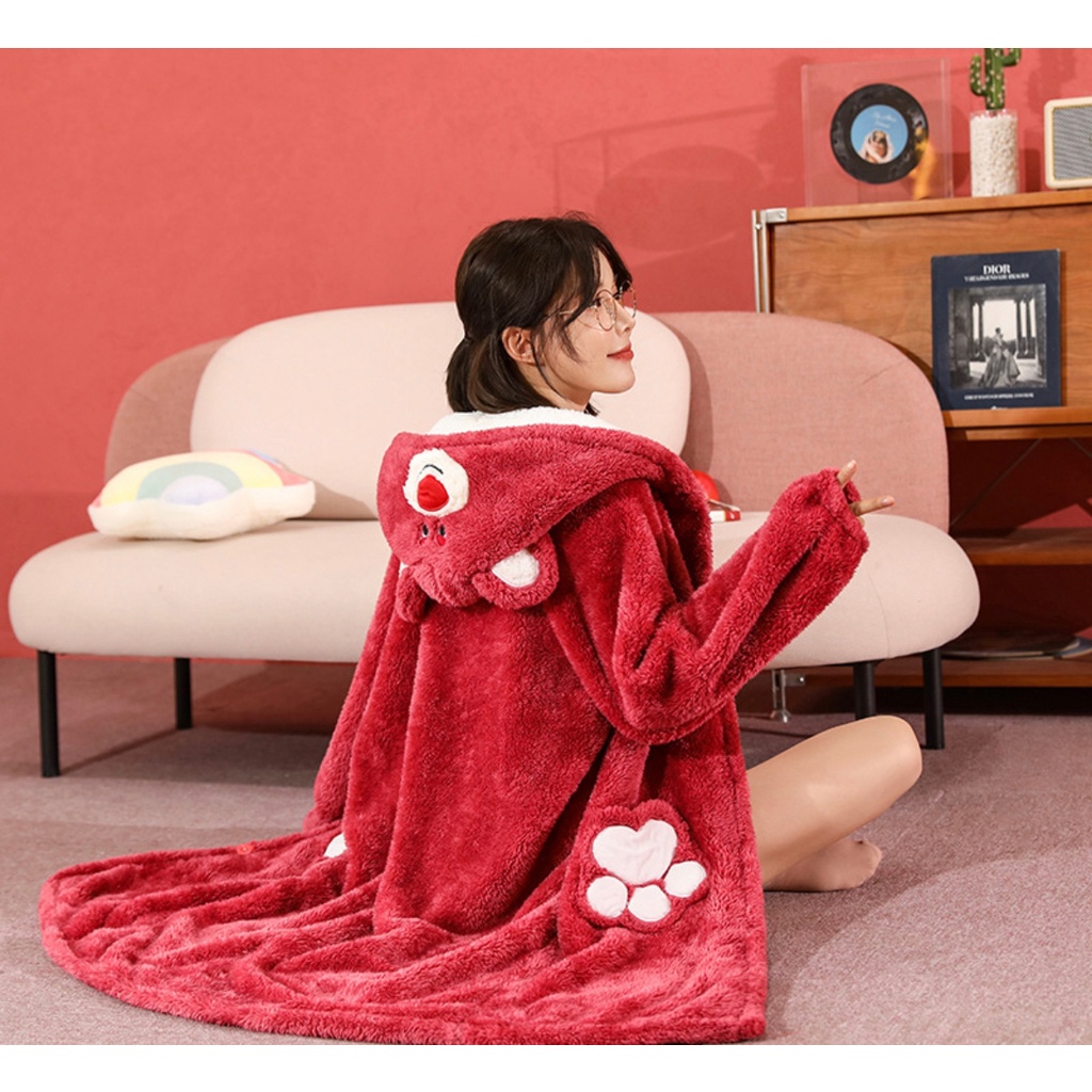 BAJU KOSTUM ONESIE PIYAMA LOTSO TOY STORY YUKATA MODEL DRESS GAUN ROK BERUANG MERAH STROBERI KIGURUMI COSPLAY PESTA IMPOR