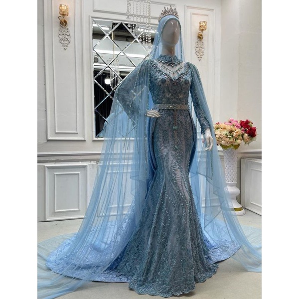 GAUN PENGANTIN/KEBAYA WEDING FUL PAYET /GAUN MODRE  SLIM BEREKOR /KEBAYA WEDDING/