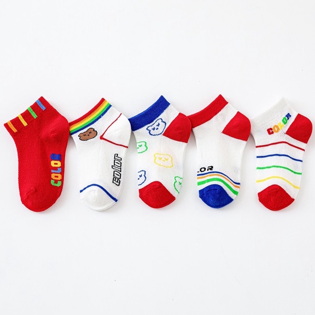 MurmerOfficial  Kaos Kaki Anak Motif Rainbow Bear Kaus Kaki Bayi Beruang Lucu KK037