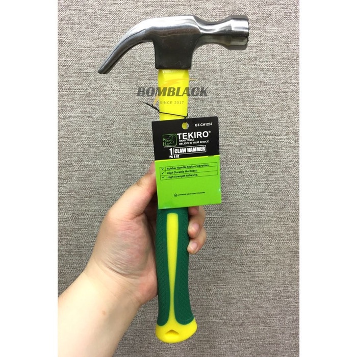 Palu Kambing 8 OZ TEKIRO Claw Hammer Gagang Karet Fiber Tidak Licin