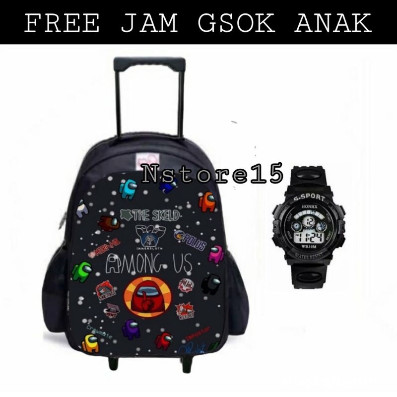 Tas ransel GAMING +jam tangan g-sock Troly anak SD tas sekolah anak laki-laki