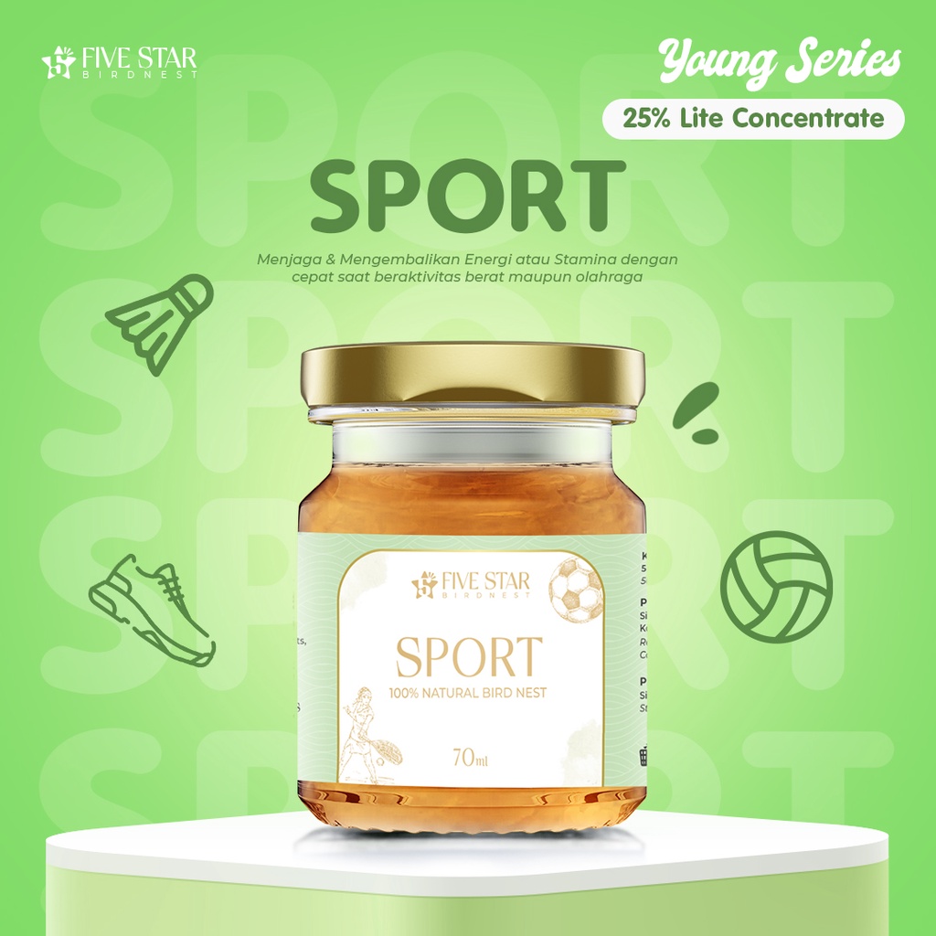 

[FIVESTAR YOUNG] Minuman Sarang Burung Walet Isi 3 atau 6 Jar | Varian Sport 25% Lite Concentrate Birdnest Ready to Drink