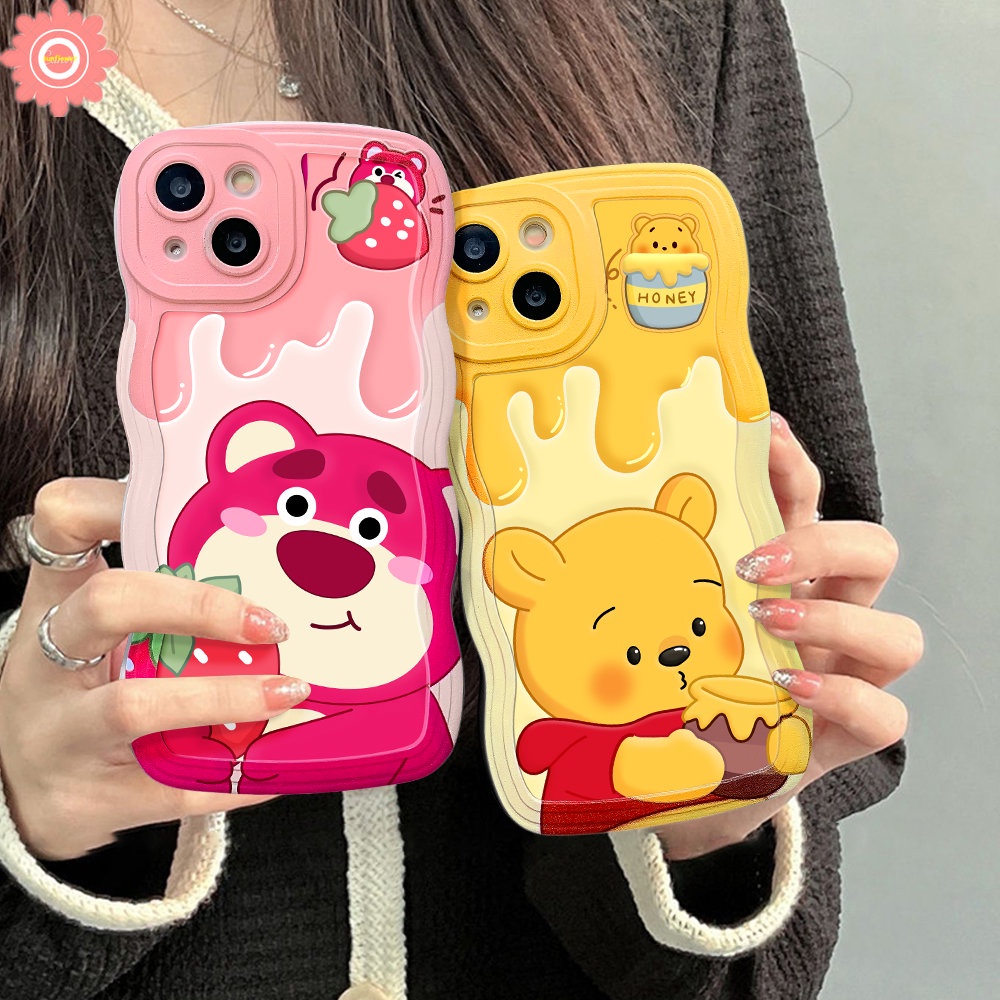 Case Beruang Strawberry Samsung A12 A04s A14 A13 A50 A20 A50s A02s A03s A31 A22 A30s A23 A21s A52 A51 A32 A33 A11 A04 A52s A04E A53 M22 M32 Kartun Lucu Winnie The Pooh Soft Tpu Cover