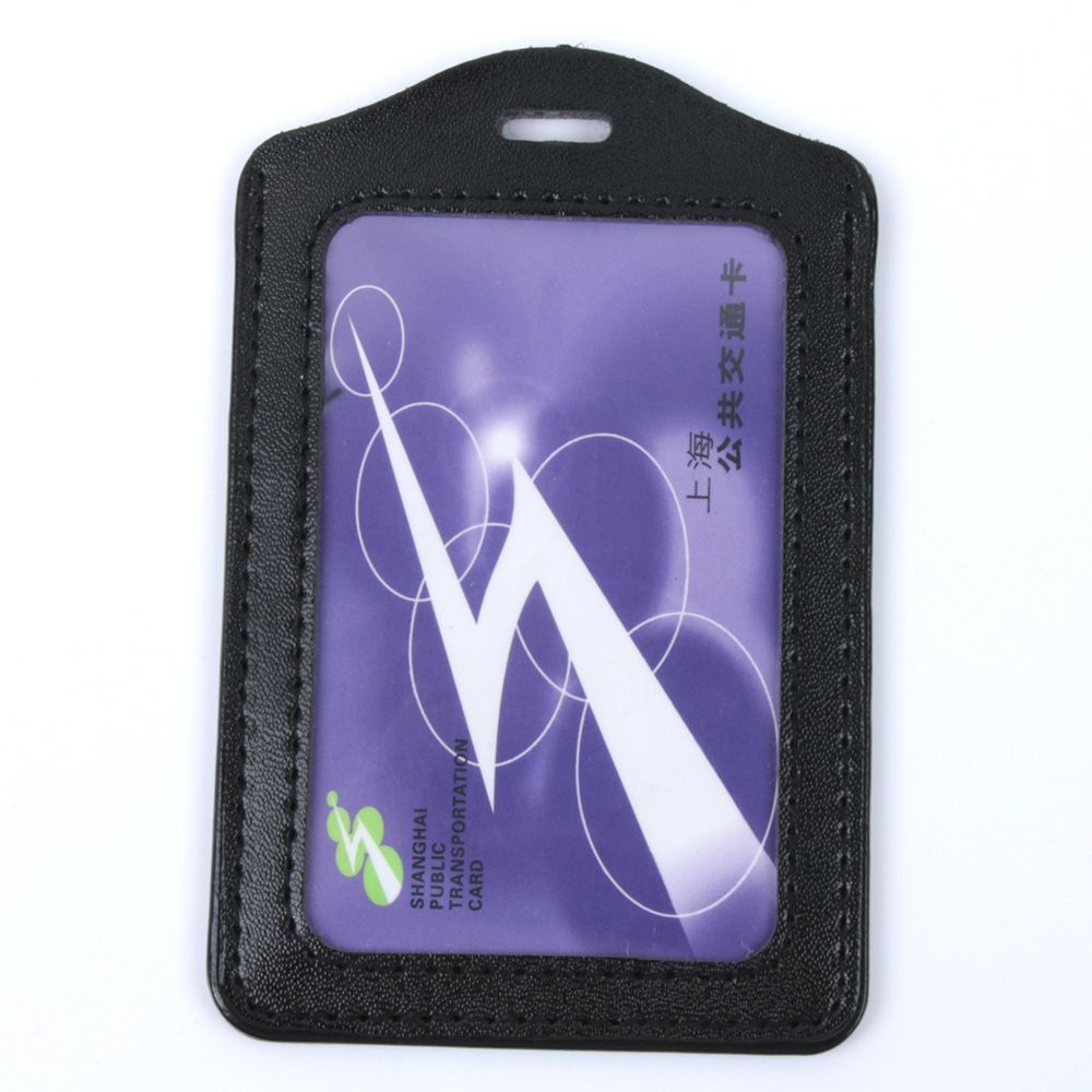 Jafso PU Kulit Badge ID Case Bening dan Perbatasan Warna Lanyard Lubang Bank Pemegang Kartu Kredit ID Pemegang Lencana Aksesoris Gratis shiping