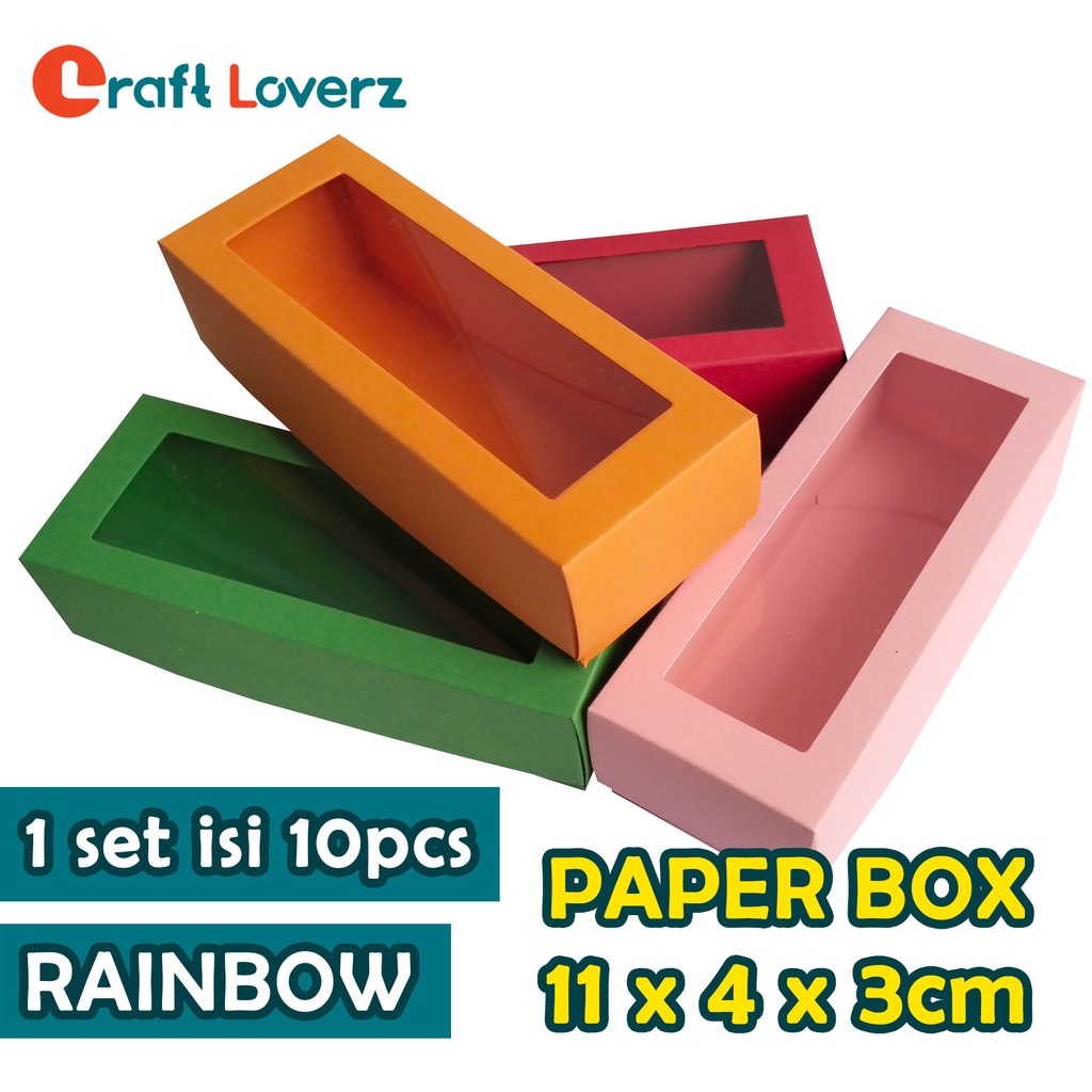 

10pcs PAPER BOX 11 x 4 Rainbow Box Kemasan Box Souvenir Box Kertas Packaging