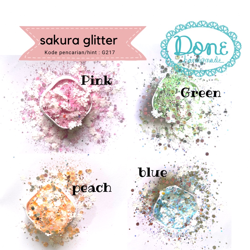 done handymade glitter sakura flower hexagon resin art nail art g217