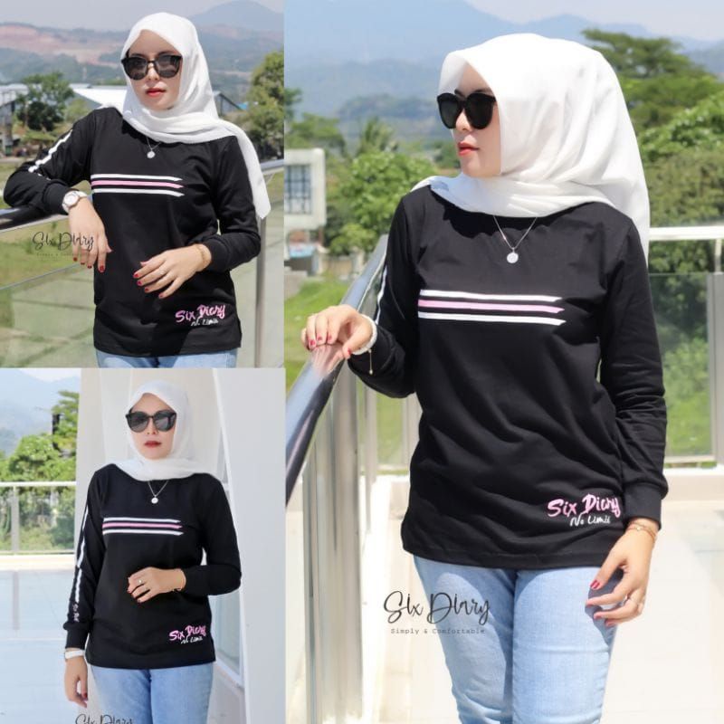 Six diary-Atasan kaos lengan panjang wanita six diary
