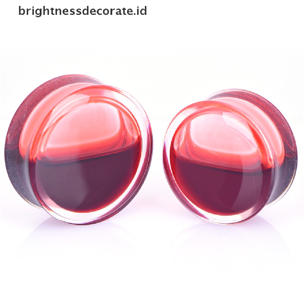 [Birth] Darah Merah Isi Cairan Sumbat Telinga Terowongan Daging Anting Saddle Gauges Jewelry [ID]